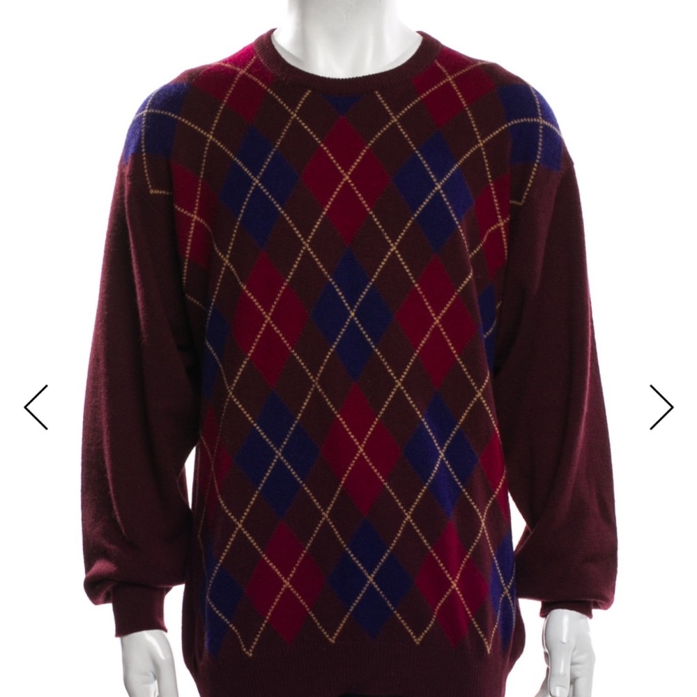 Johnstons of Elgin Cashmere Argyle Crewneck Sweater (XS)